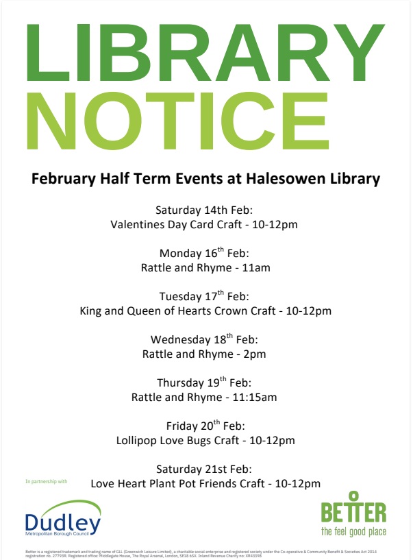 Halesowen Library - Children's Half Term Activities